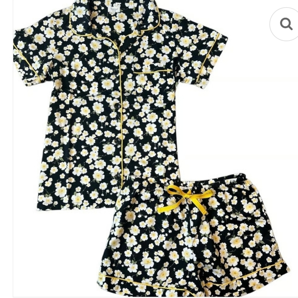 BedHead Pajamas Everwilde Daisy Print Black & Yellow Size XL Cotton Shortie